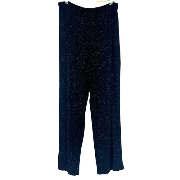 Onyx Nite By Wendye Chaitin Black Shimmer Pants Pull On Wide Leg Evening Sz 18 - Picture 1 of 9
